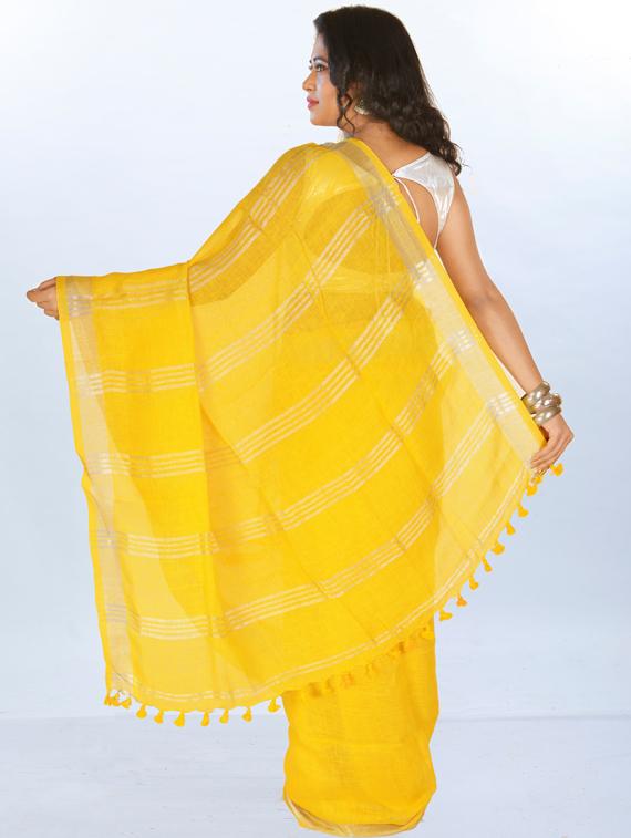solid zari work handloom saree with blouse - 17181953 - Standard Image - 1