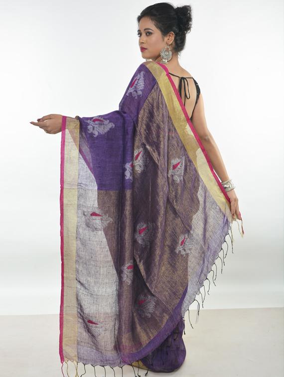 self design handloom saree with blouse - 17181959 - Standard Image - 1