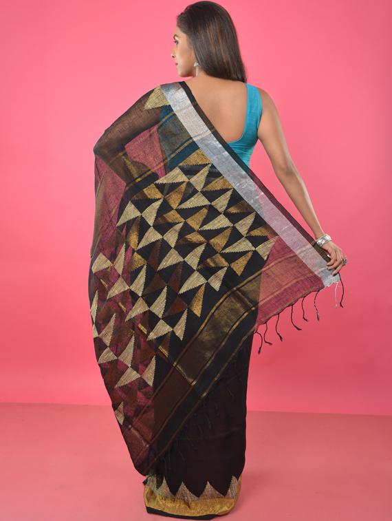 zari work handloom saree with blouse - 17181970 - Standard Image - 1