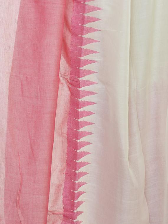solid bordered handloom saree with blouse - 17181976 - Standard Image - 1