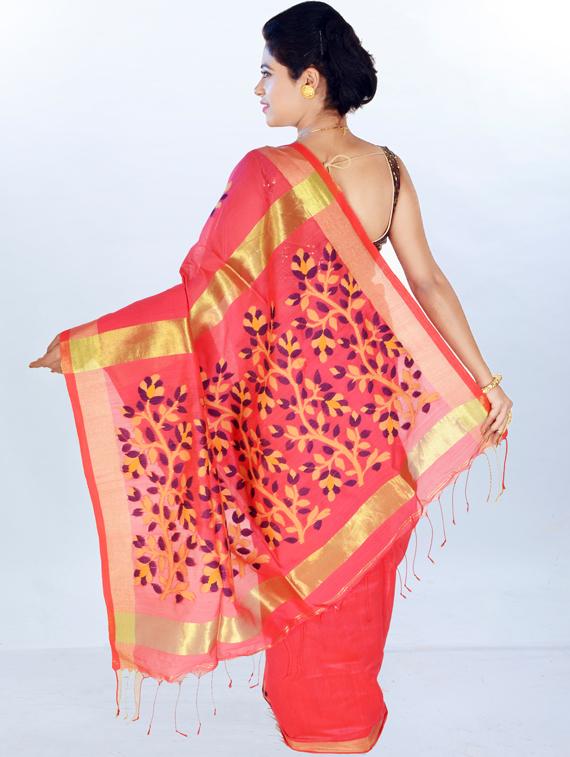 zari work handloom saree with blouse - 17181981 - Standard Image - 1