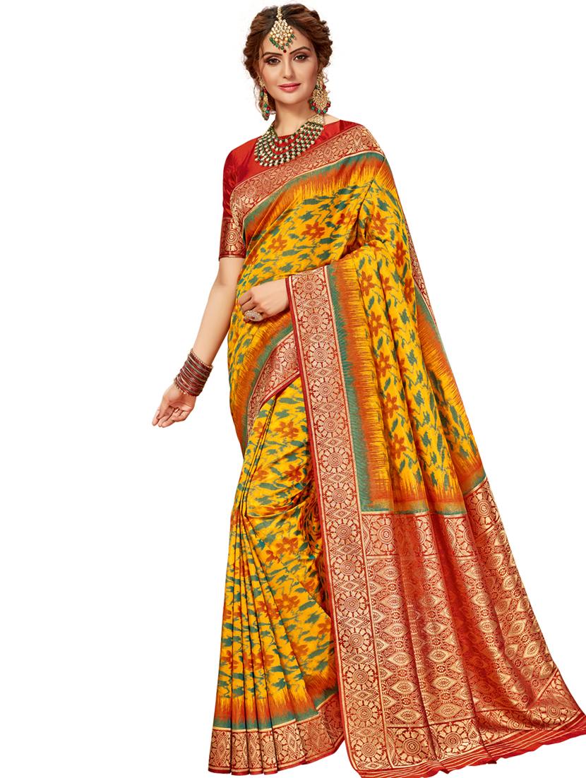 women printed bordered saree with blouse - 17183729 - Zoom Image - 0