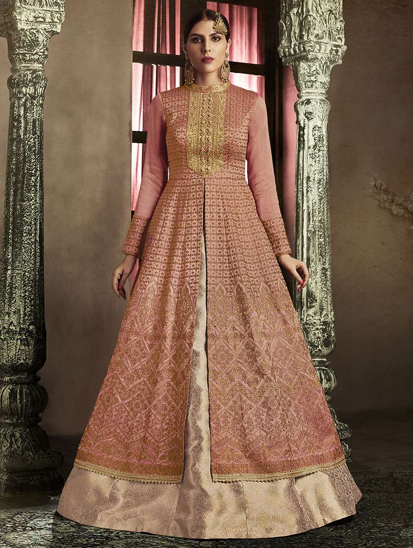 embroidered anarkali suits semi-stitched suit