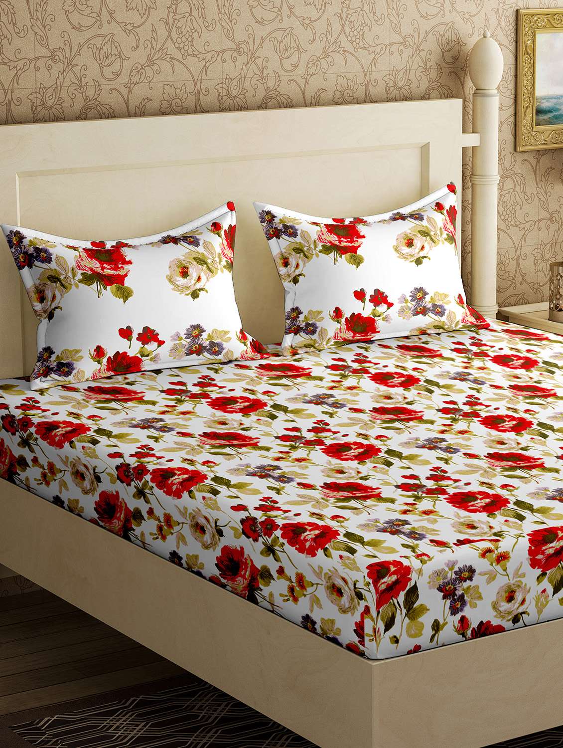  cotton double bedsheet with 2 pillow covers