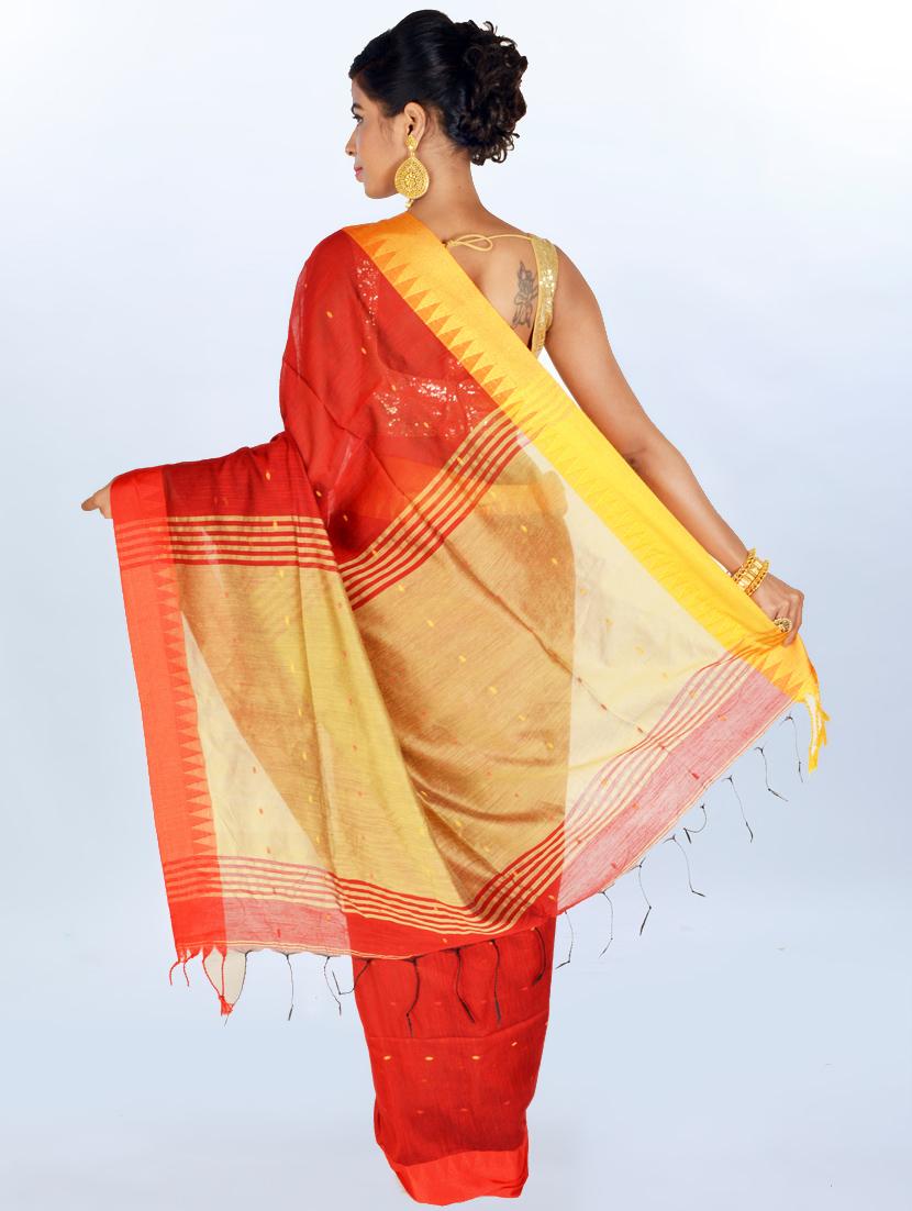 solid bordered handloom saree with blouse - 17189010 -  Standard Image - 1