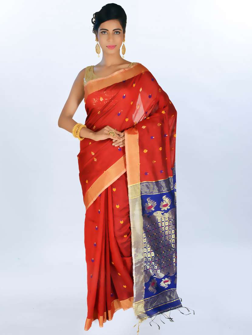 women's self design maroon colored saree