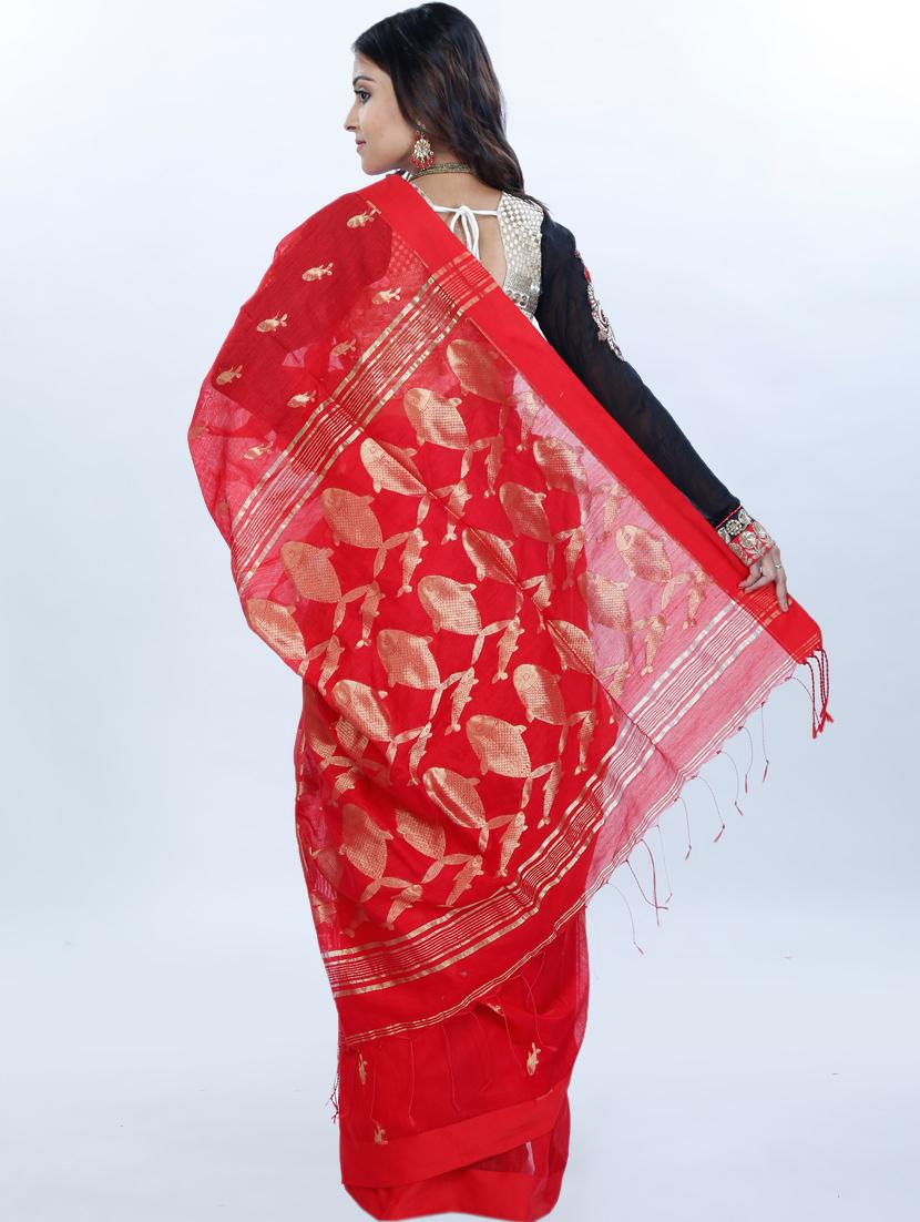 self design zari work handloom saree with blouse - 17189022 - Standard Image - 1