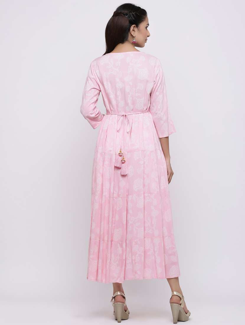 yoke embroidered tiered ethnic dress - 17191012 -  Standard Image - 4