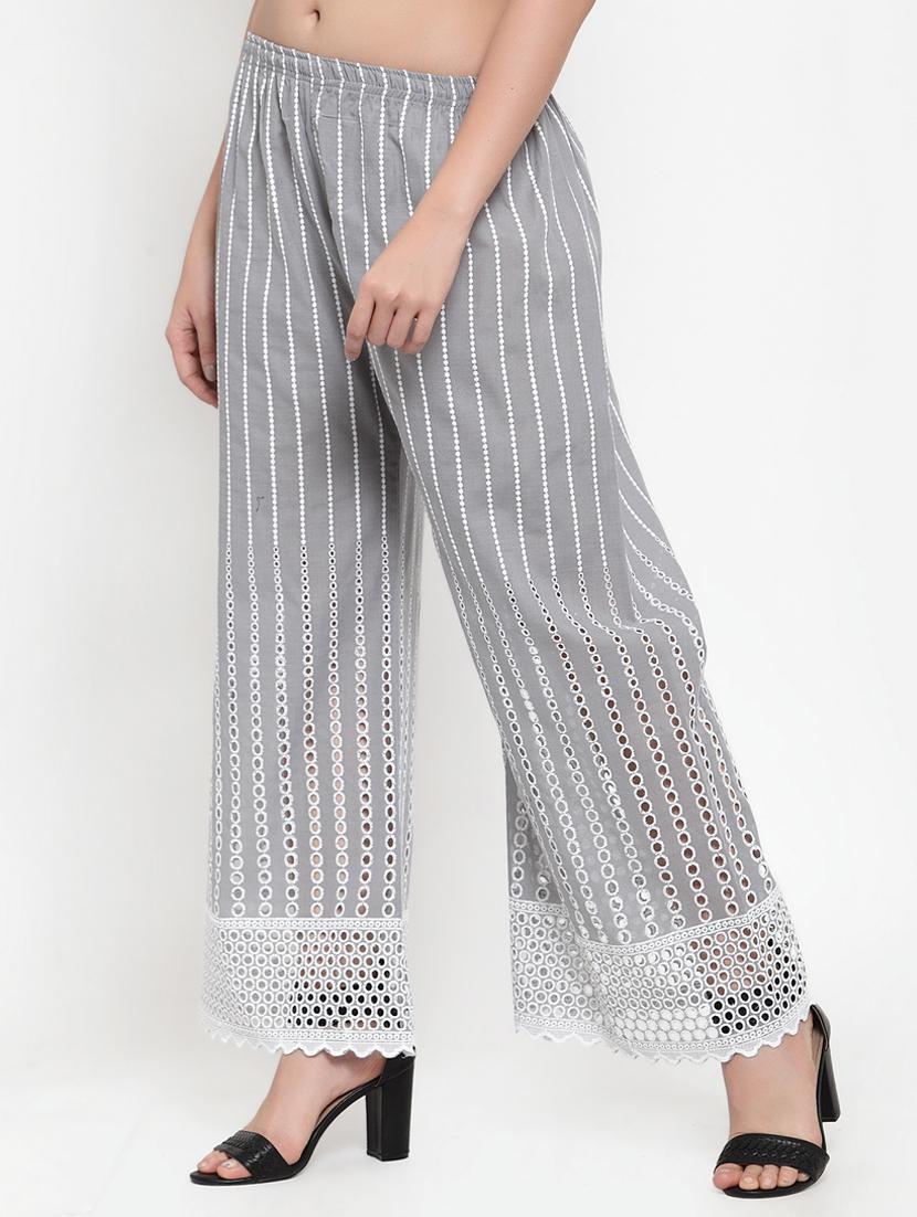 mid rise embroidered palazzo - 17192050 - Standard Image - 1