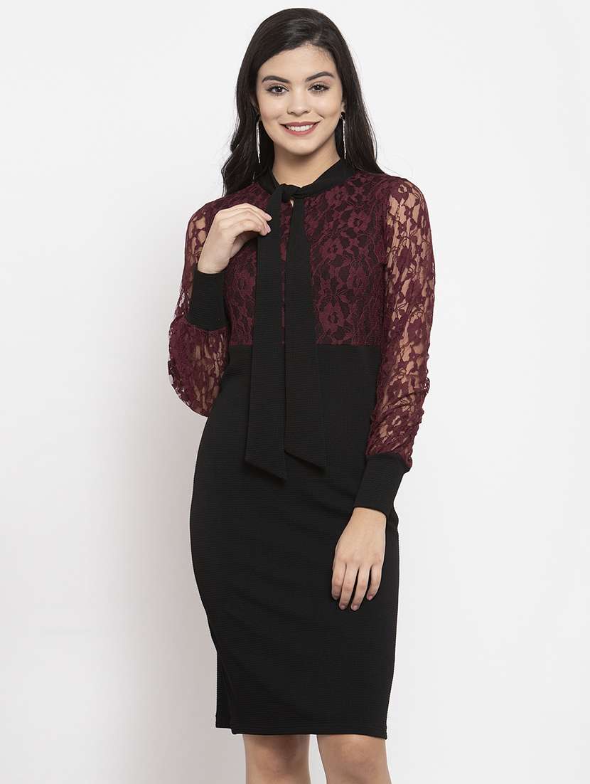 black polyester bodycon dress