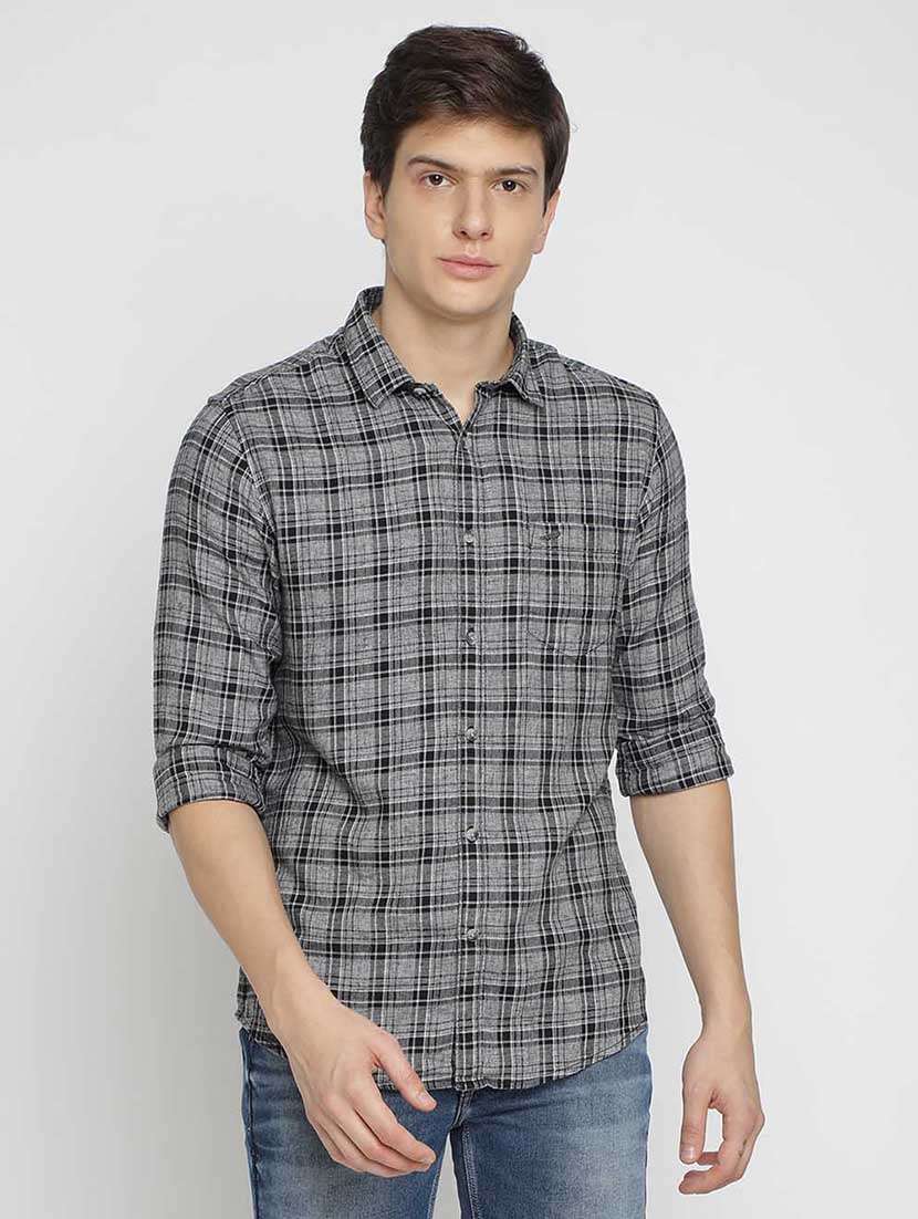 grey checkered casual shirt