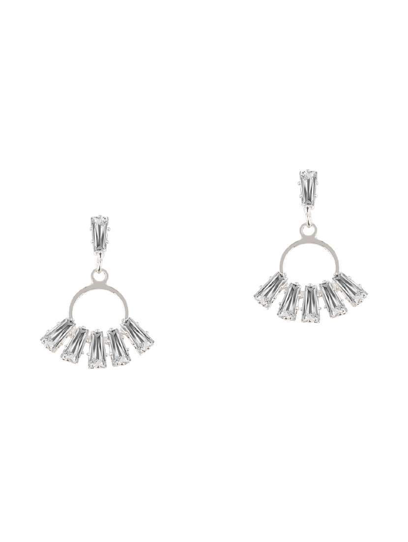 silver metal drop earring - 17194359 - Standard Image - 1