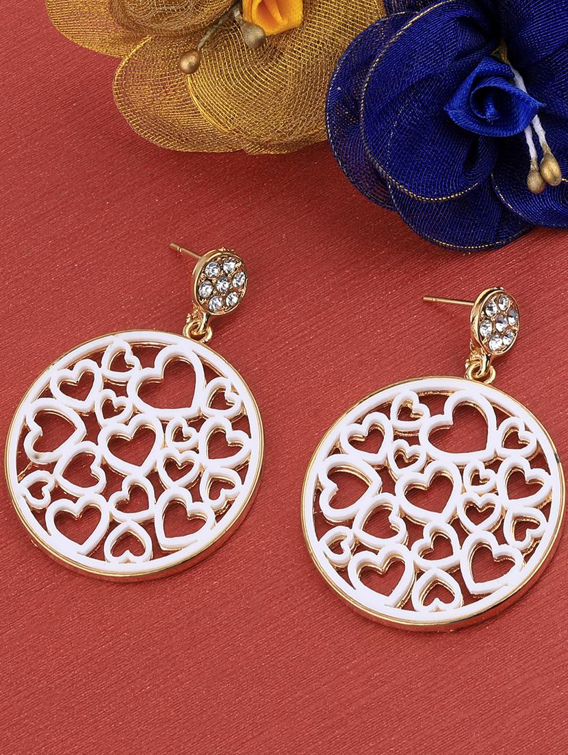 white metal drop earring - 17194379 -  Zoom Image - 0