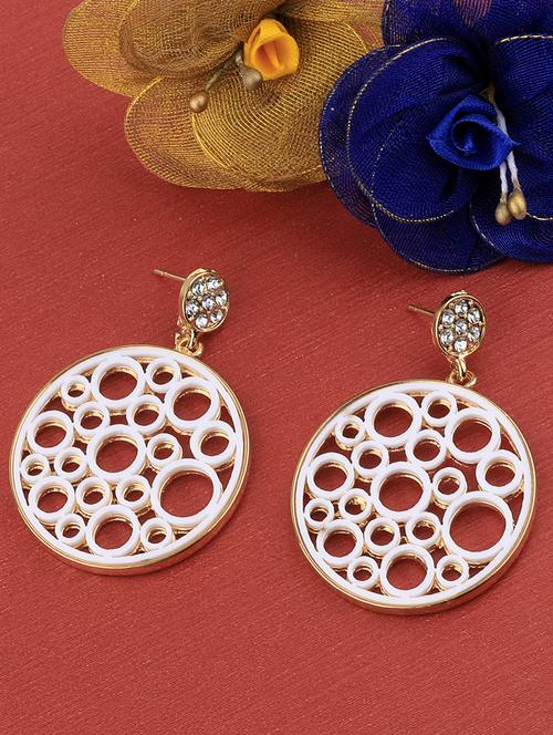 white metal drop earring - 17194382 - Standard Image - 0