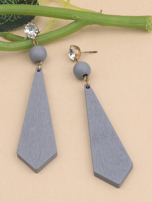 grey metal drop earring - 17194411 - Standard Image - 0