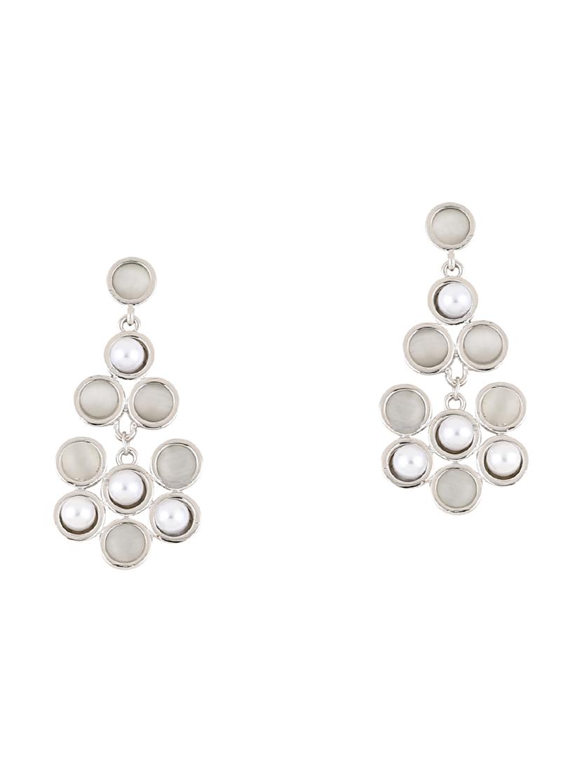 silver metal drop earring - 17194441 - Standard Image - 1
