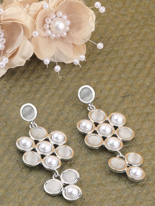 silver metal drop earring - 17194442 - Standard Image - 0