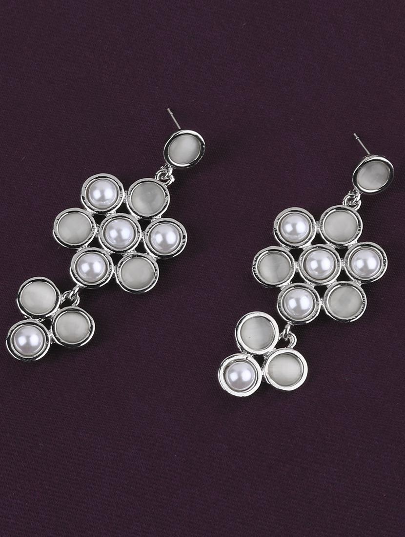 silver metal drop earring - 17194442 - Standard Image - 1