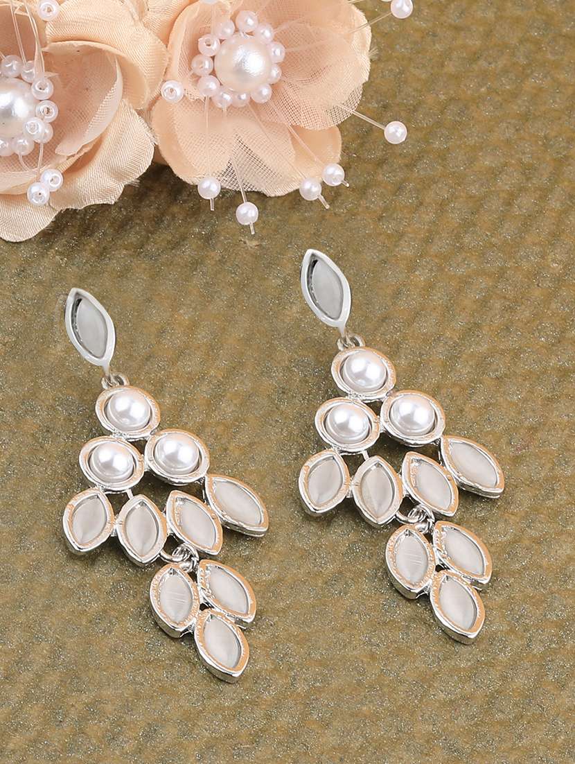 silver metal drop earring