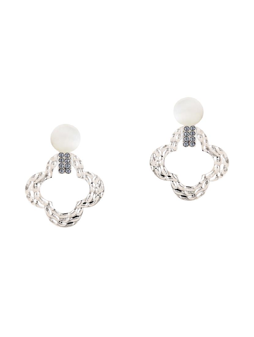 silver metal drop earring - 17194474 -  Standard Image - 1