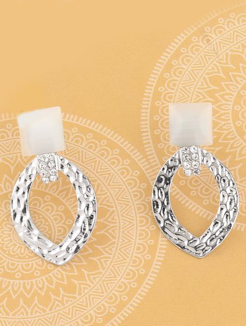silver metal drop earring - 17194475 - Standard Image - 0