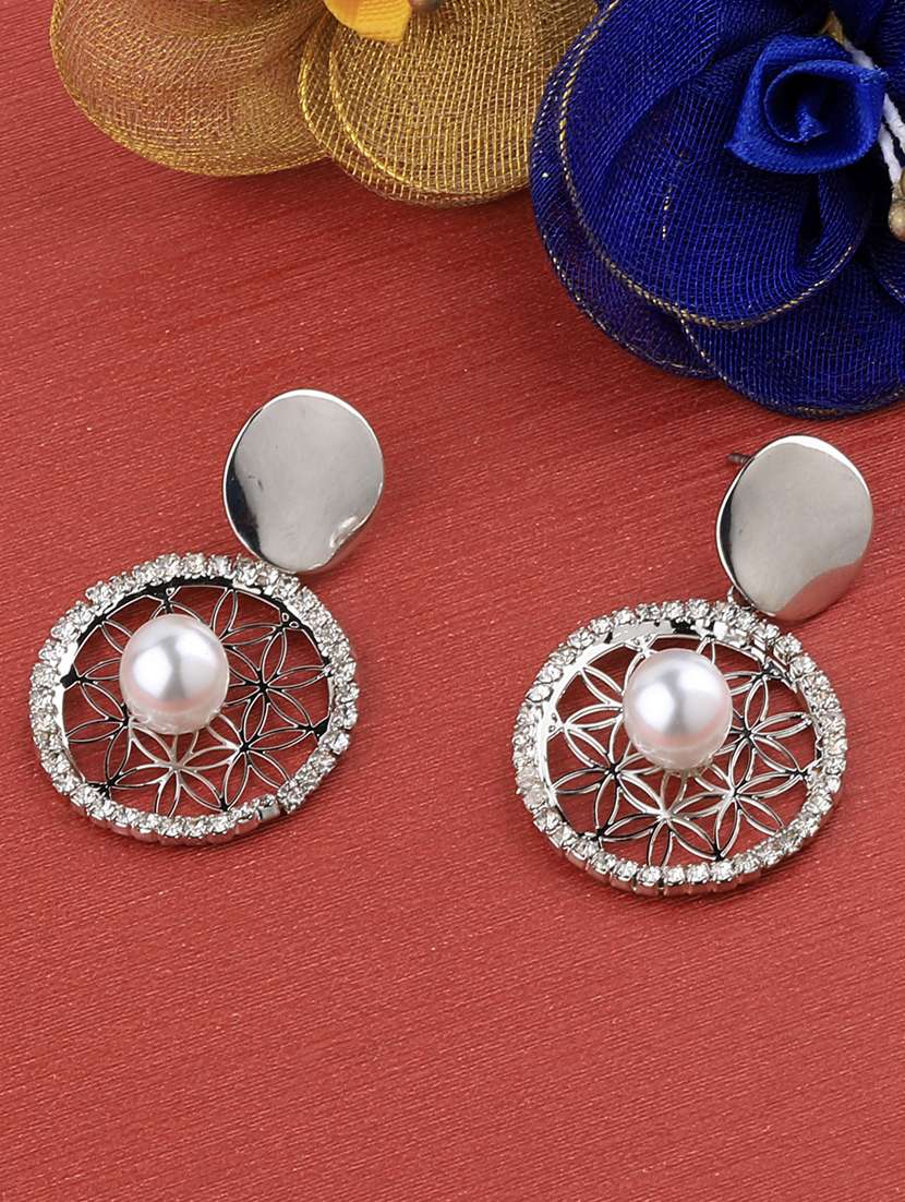 silver metal drop earring