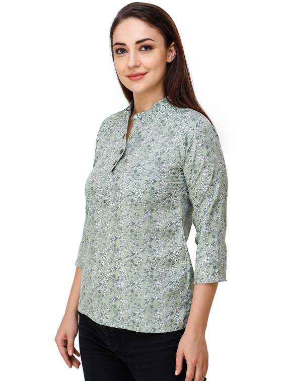 women's straight mandarin neck top - 17194584 -  Standard Image - 1