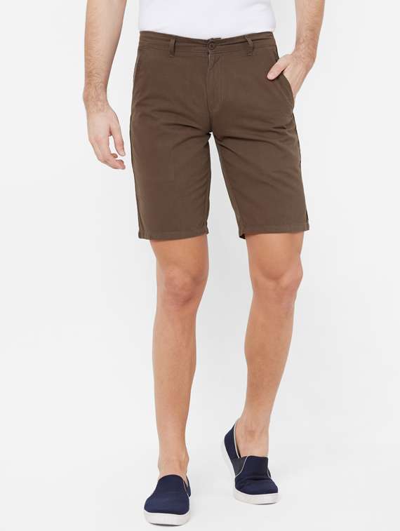 khaki solid bermuda shorts