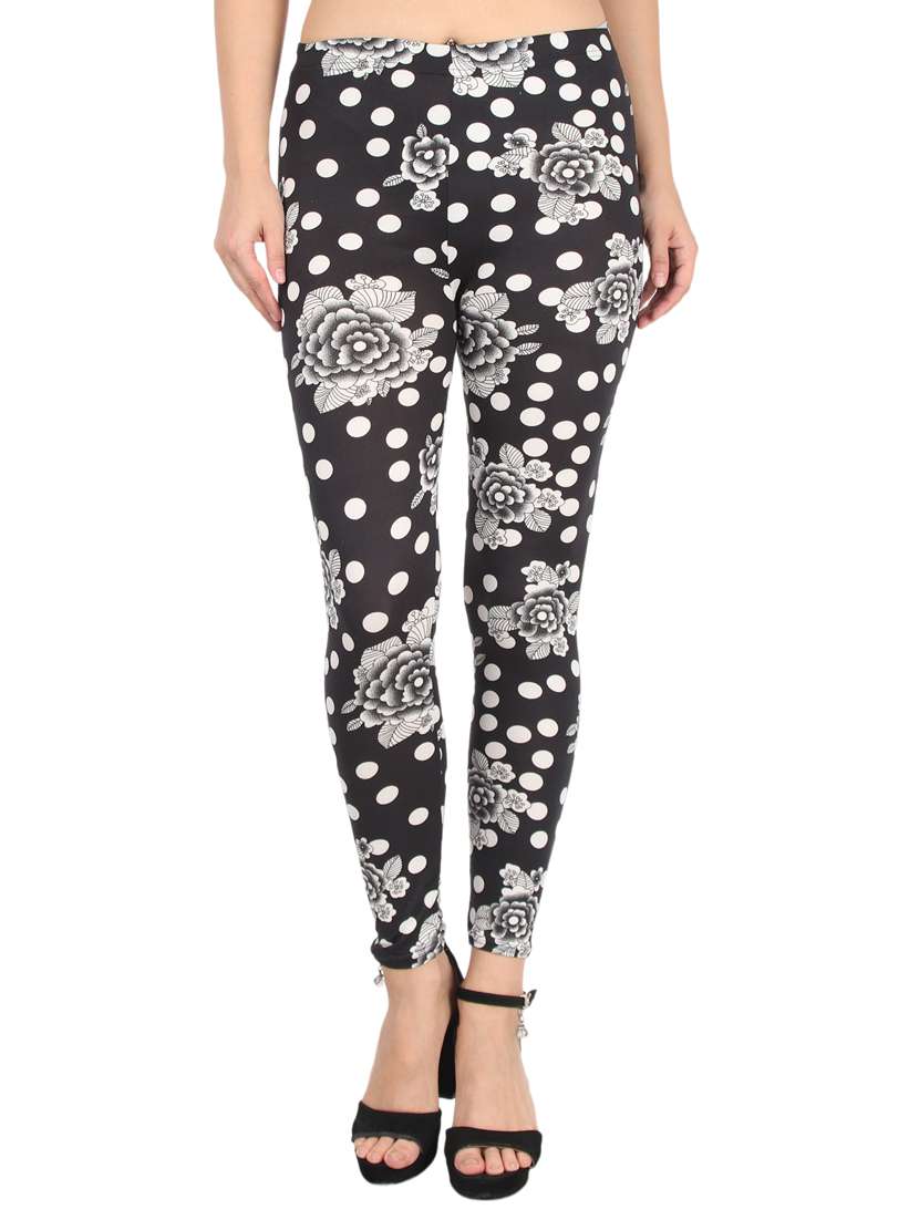 black cotton blend leggings