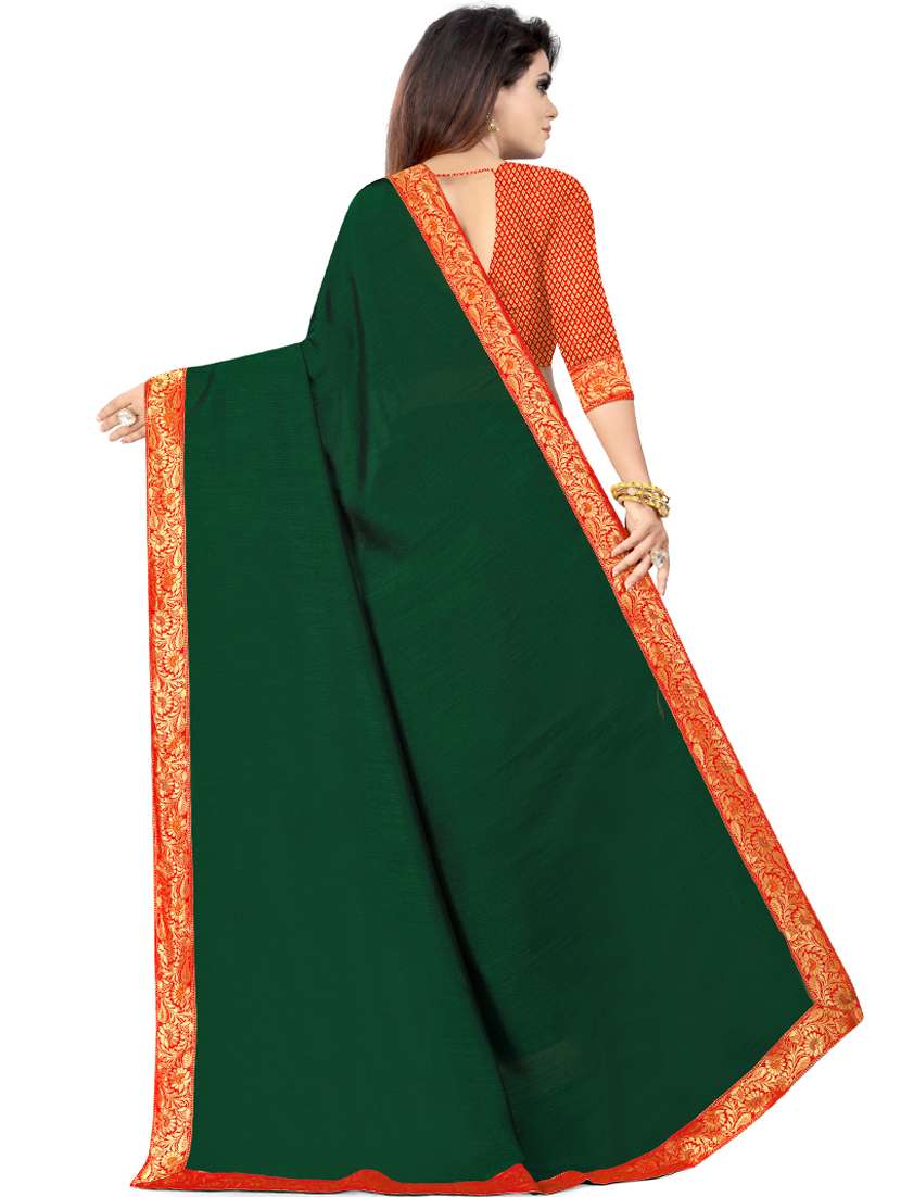 women's bordered royal blue colored saree with blouse - 17196918 -  Standard Image - 1