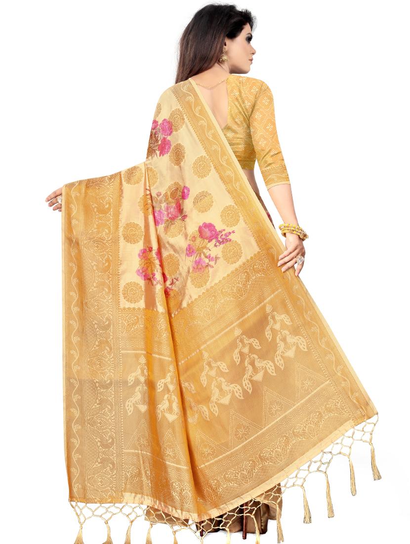 floral banarasi saree with blouse - 17196925 -  Standard Image - 1