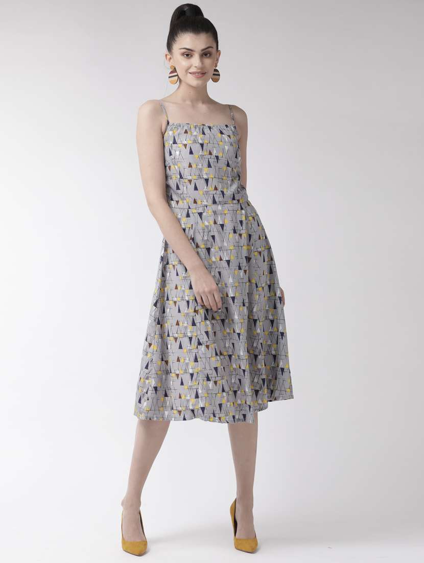 grey polyester aline dress