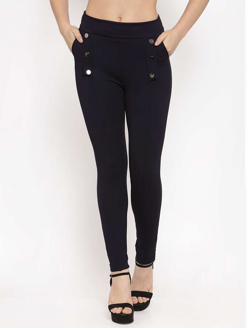 navy blue poly spandex jeggings