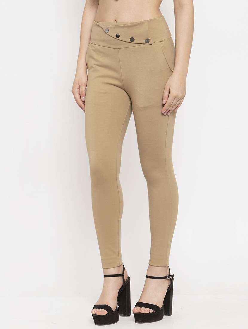 beige poly spandex jeggings - 17197840 -  Standard Image - 1