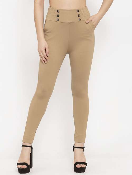 beige poly spandex jeggings - 17197845 - Standard Image - 0
