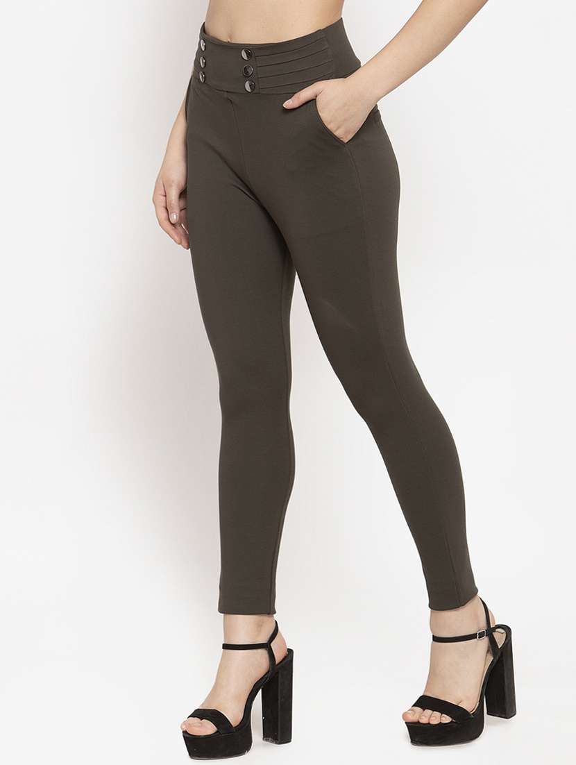 green poly spandex jeggings - 17197846 -  Standard Image - 1