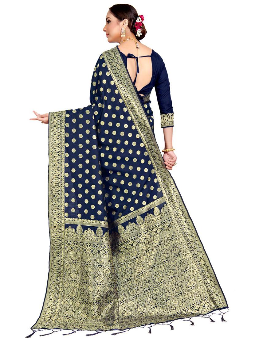 self design banarasi saree with blouse - 17199116 - Standard Image - 1