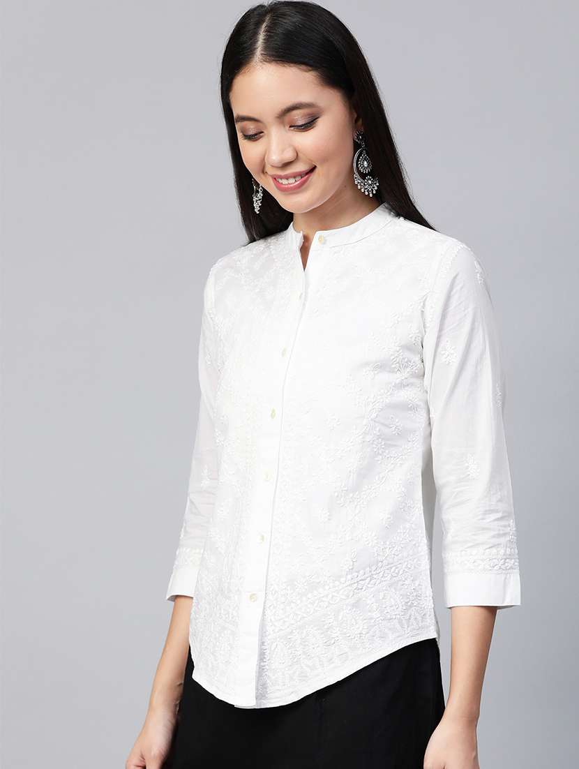 ada hand-embroidered white chikankari shirt - 17199264 -  Standard Image - 1