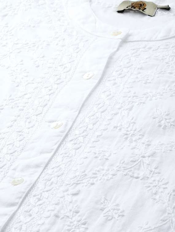 ada hand-embroidered white chikankari shirt - 17199264 -  Standard Image - 4