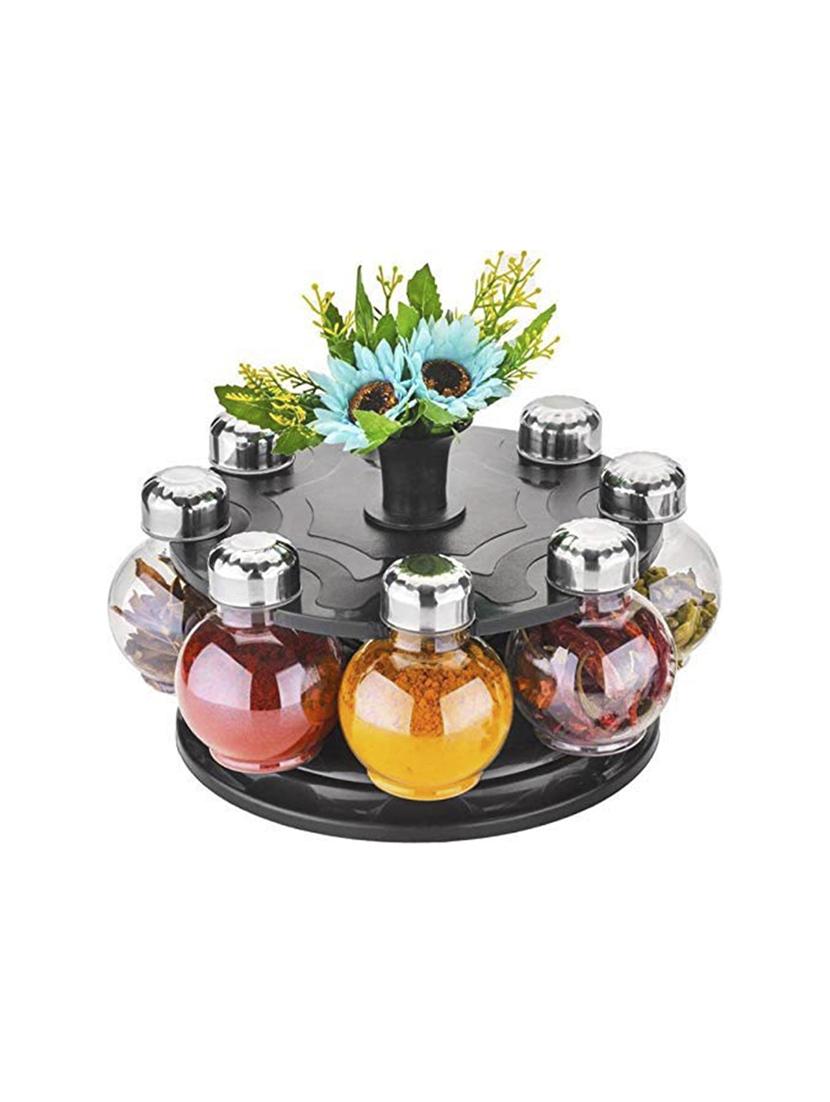 multi purpose 8 pcs revolving round shape transparent spice rack to spice and masala - 17199701 - Zoom Image - 0