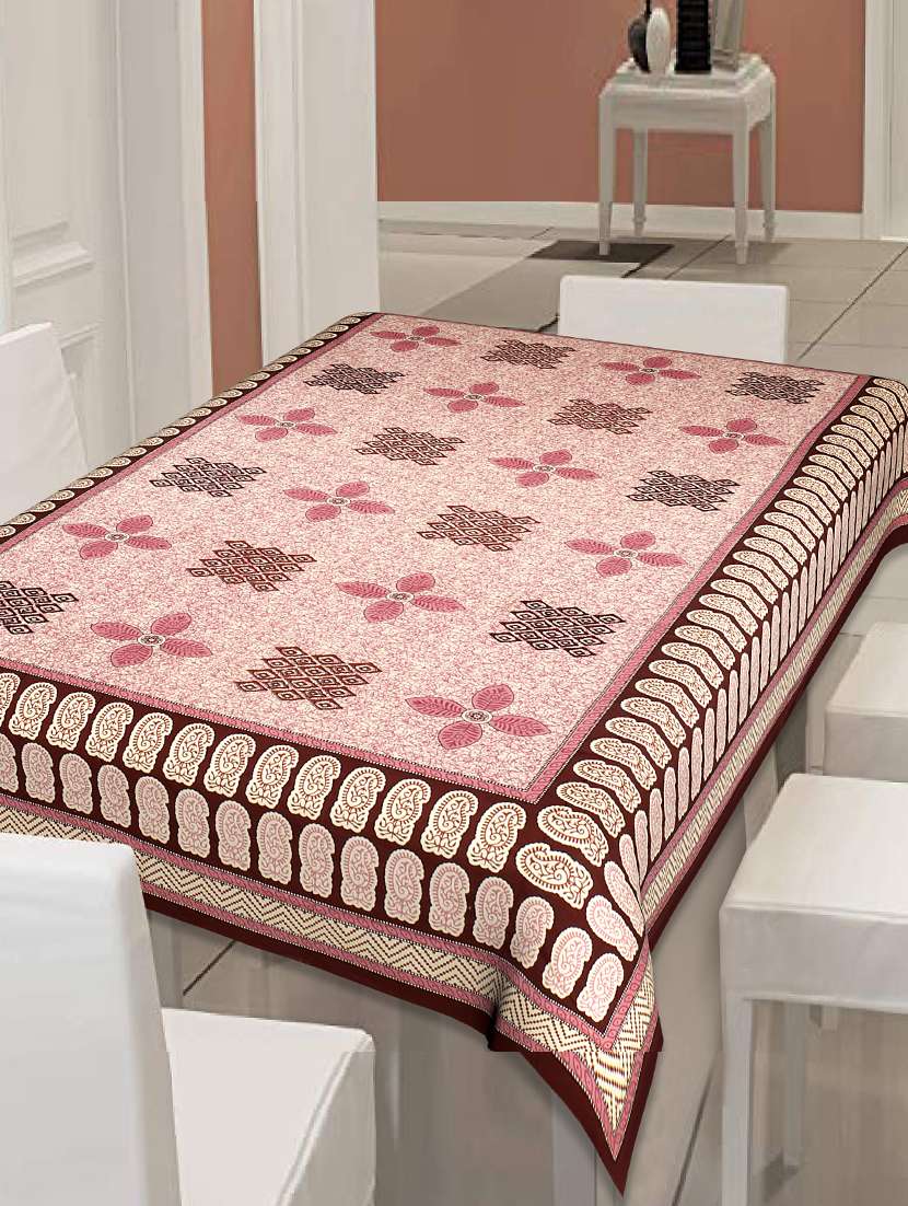  pure cotton jaipuri print 6 seater table cloth