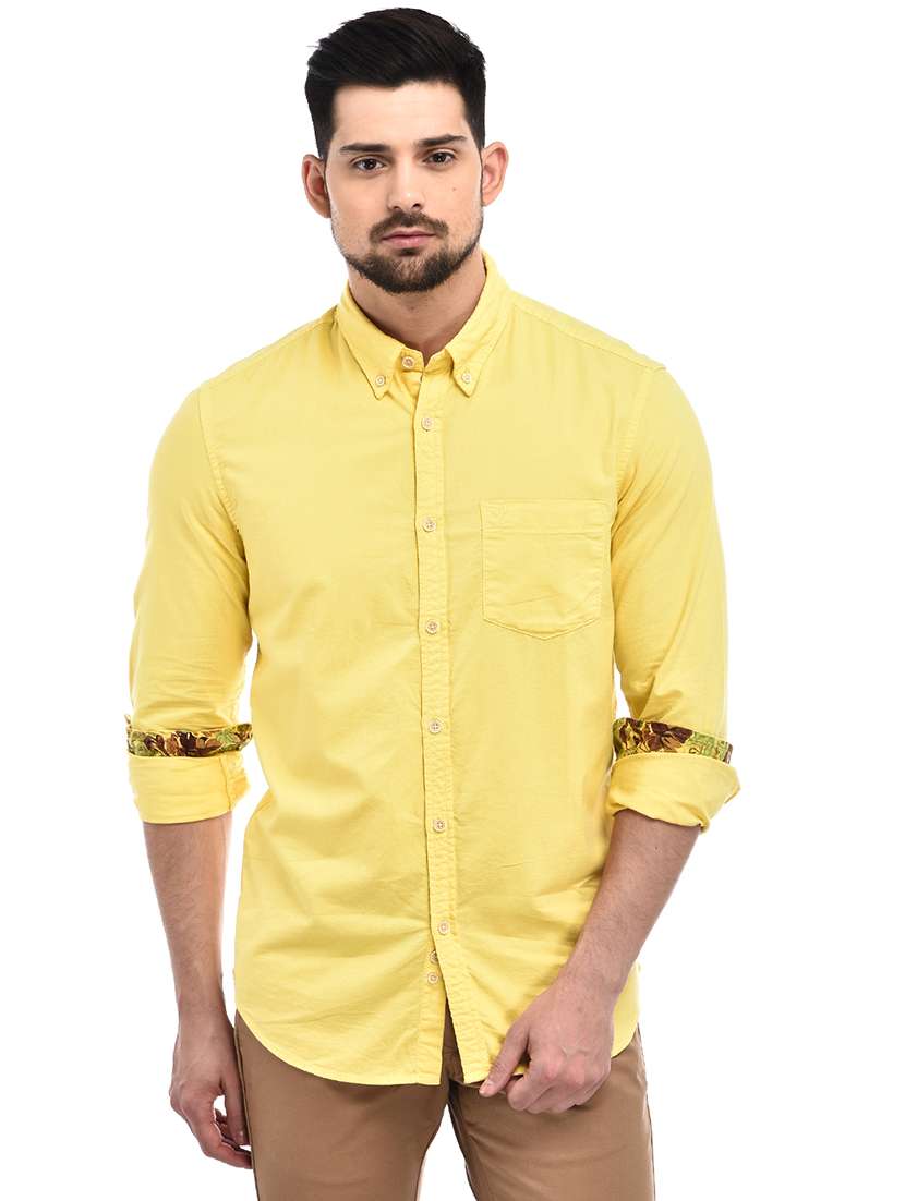 Yellow Solid Casual Shirt
