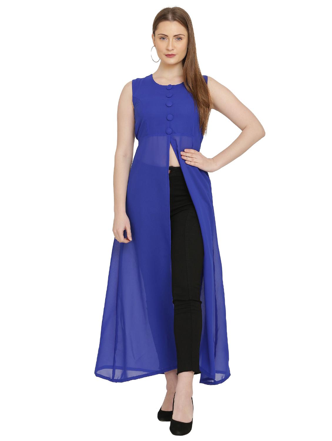blue georgette regular tunic - 17202006 -  Zoom Image - 0