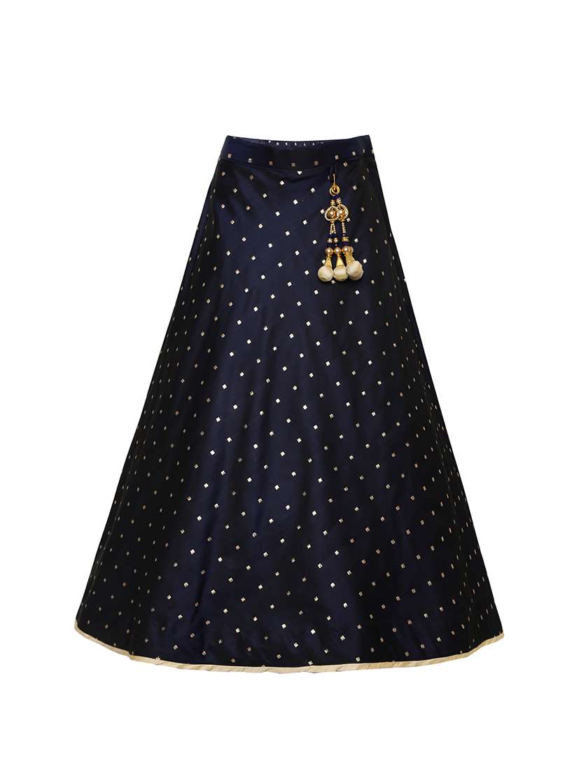 navy blue silk blend lehenga choli - 17202128 -  Standard Image - 4