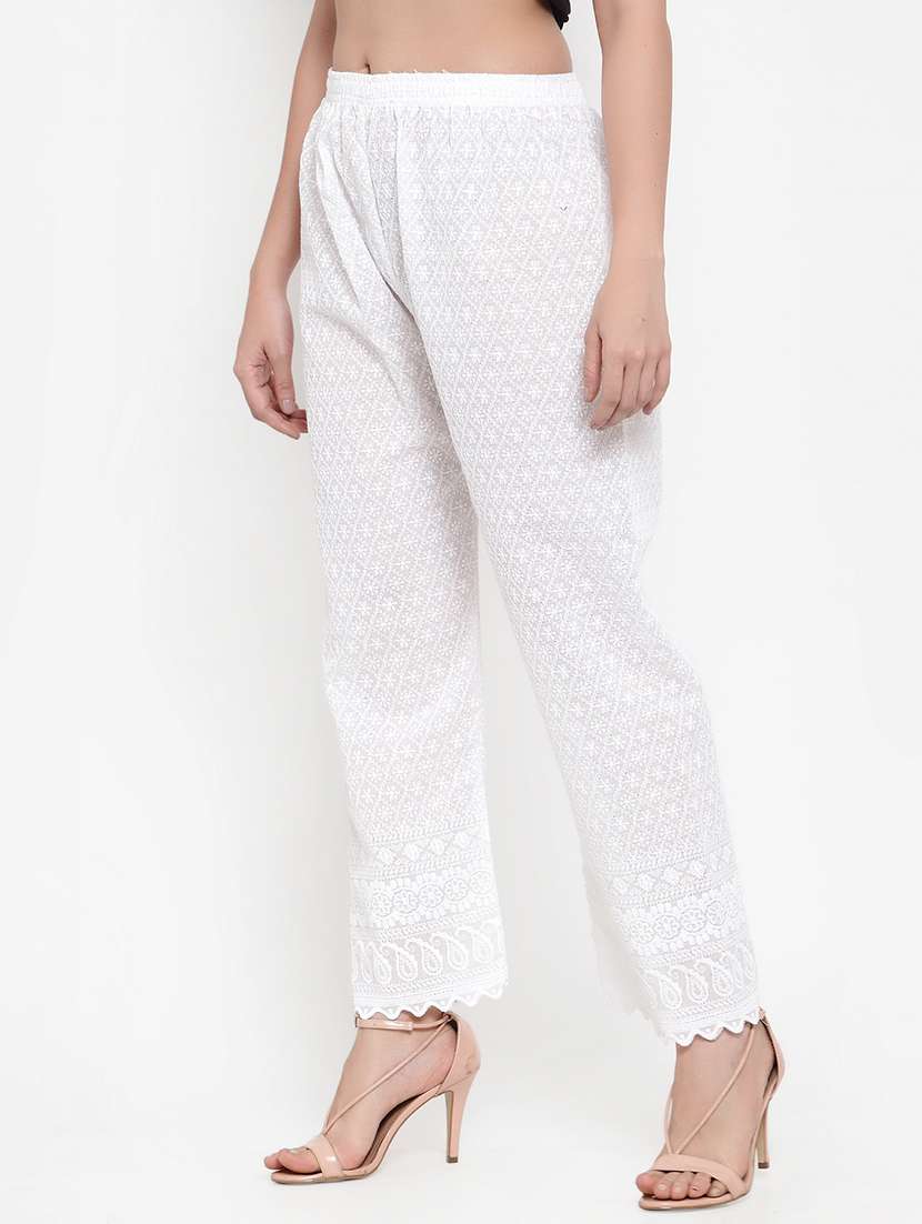 tonal embroidered straight palazzo - 17202680 -  Standard Image - 1