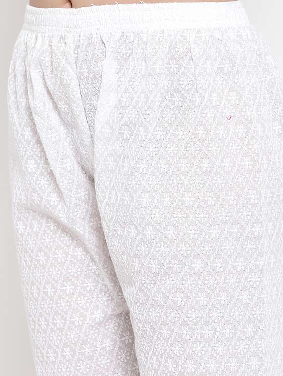 tonal embroidered straight palazzo - 17202680 -  Standard Image - 4