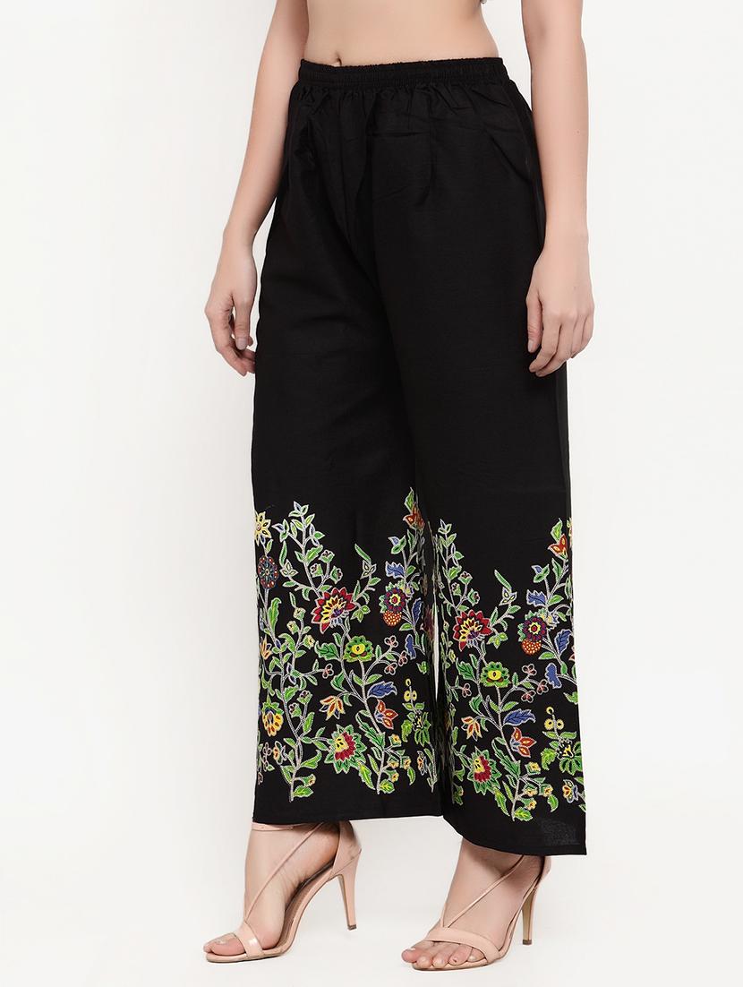 embroidered straight palazzo - 17203024 - Standard Image - 1