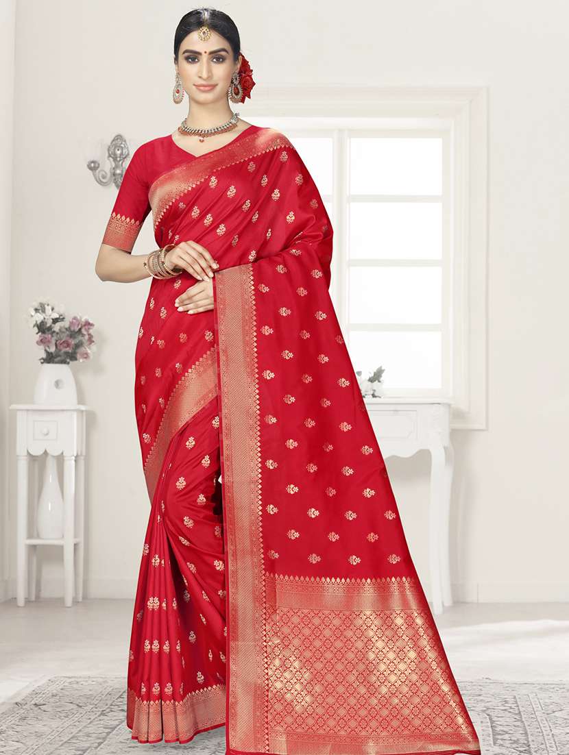 self design jacquard saree with blouse