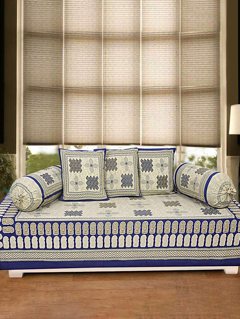  cotton jaipuri print diwan set (pack of 6)