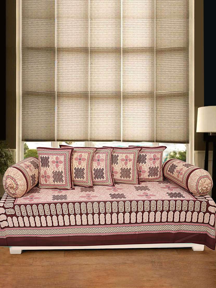  cotton jaipuri print diwan set (pack of 8)